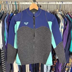 Roxy Women's Syncro Long Sleeve Front Zip Wetsuit Jacket Neoprene Top - Size 10